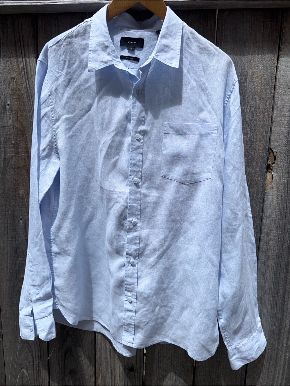 Vince Solid Linen Button Down Shirt Size Large